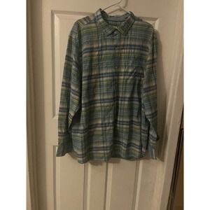 Tommy Bahama Island Zone Plaid Button Up Shirt Mens XXL Green Blue